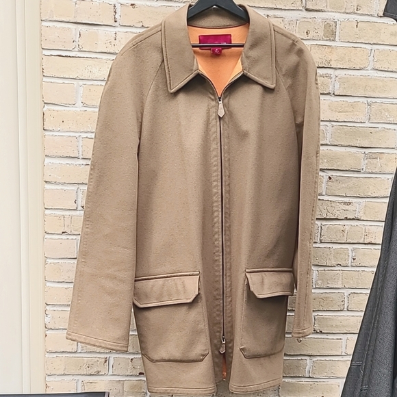 Saks Fifth Avenue Wild About Cashmere Lora Piana Fabric Men's Tan Coat - Picture 1 of 9